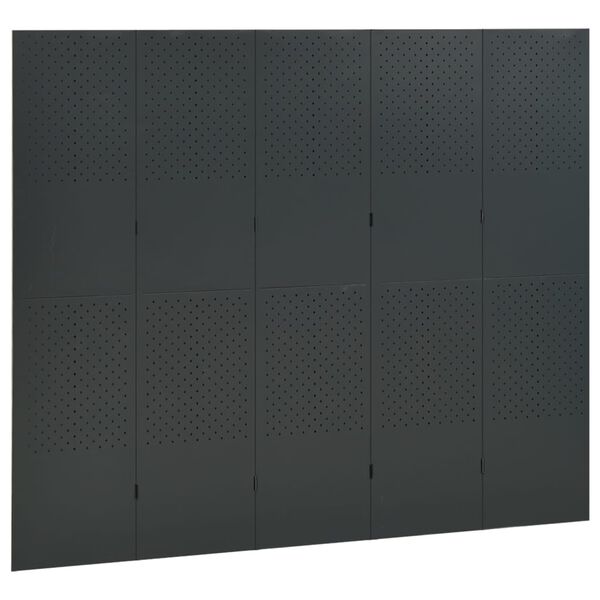 vidaXL Biombo divisor de 5 paneles acero antracita 200x180 cm