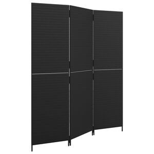 vidaXL Biombo de 3 paneles rat&aacute;n sint&eacute;tico negro