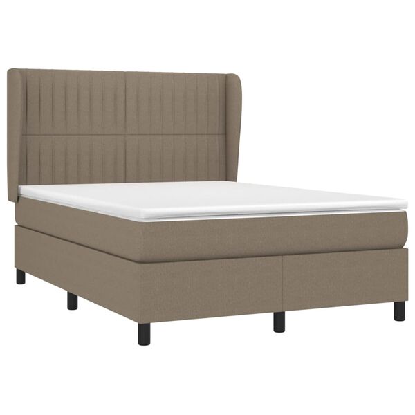 vidaXL Cama box spring con colch&oacute;n tela gris taupe 140x200 cm