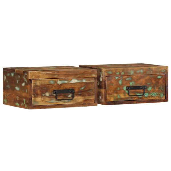 vidaXL Mesitas de noche de pared 2 uds madera maciza reciclada