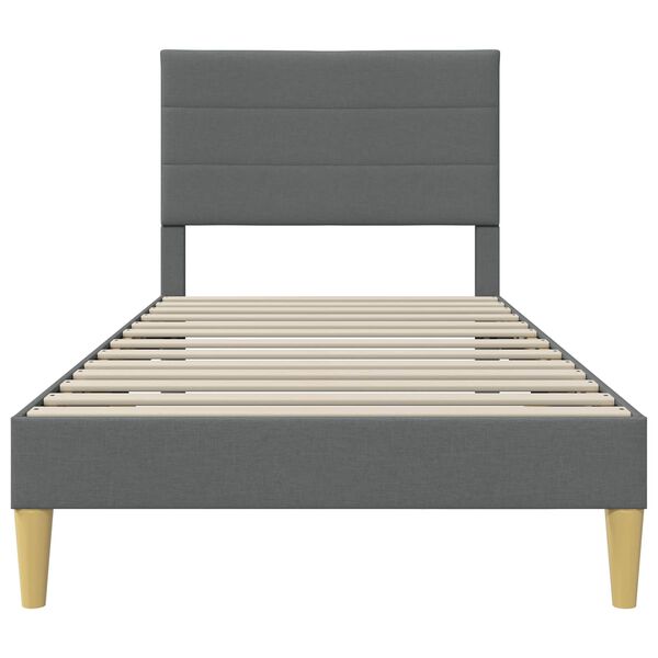 vidaXL Estructura de cama con cabecera Gris oscuro 90 x 200 cm tela