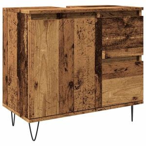 vidaXL Mueble de lavabo madera de ingenier&iacute;a envejecida 65x33x60 cm