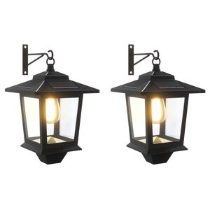 vidaXL L&aacute;mpara de Pared with LED Bulb 2 uds. Negro 19 x 14 x 25 cm