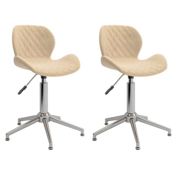 vidaXL Sillas de comedor giratorias 2 uds terciopelo crema