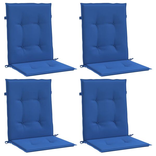 vidaXL Coj&iacute;n silla jard&iacute;n respaldo bajo 4 uds tela Oxford azul