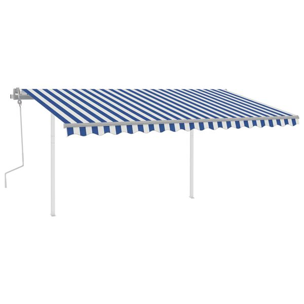 vidaXL Toldo manual retr&aacute;ctil con LED azul y blanco 4x3,5 m