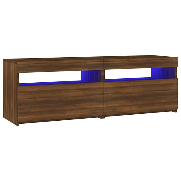 vidaXL Mueble de TV con luces LED marr&oacute;n roble 120x35x40 cm