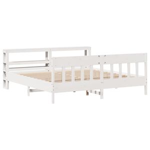vidaXL Estructura de cama sin colch&oacute;n madera maciza blanca 200x200 cm