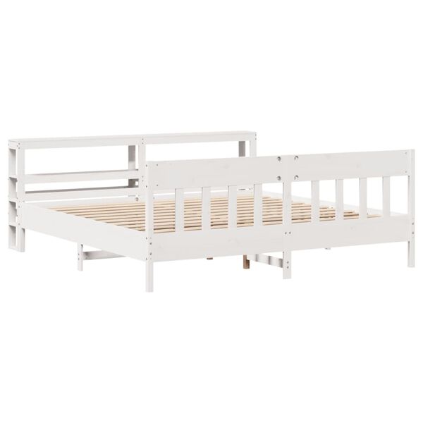 vidaXL Estructura de cama sin colch&oacute;n madera maciza blanca 200x200 cm