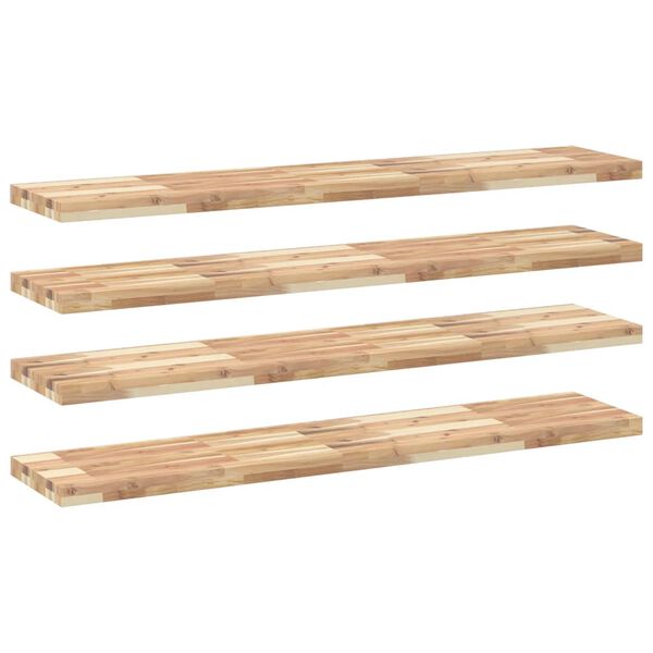vidaXL Estantes flotantes 4 uds madera acacia sin tratar 120x30x4 cm