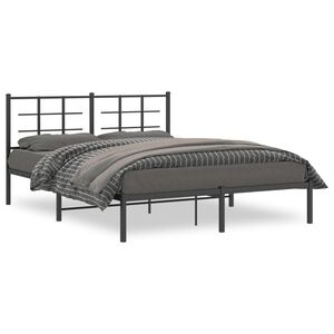vidaXL Estructura cama sin colch&oacute;n con cabecero metal negro 160x200 cm