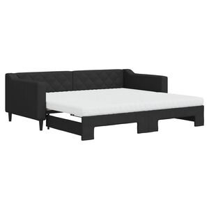 vidaXL Sof&aacute; cama nido con colch&oacute;n tela negro 90x190 cm