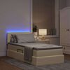 vidaXL Cama con almacenamiento y LED con LED Crema 100 x 200 cm tela