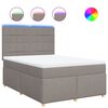 vidaXL Cama box spring con colch&oacute;n tela gris taupe 160x200 cm