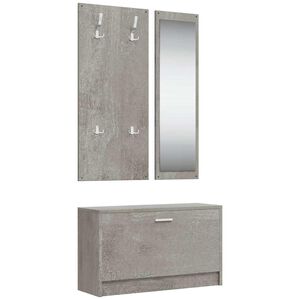 vidaXL Conjunto de zapatero 3 en 1 madera contrachapada gris hormig&oacute;n