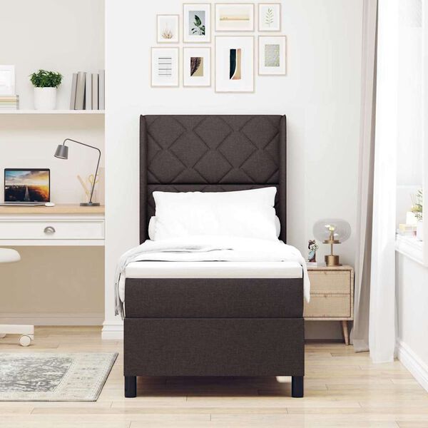 vidaXL Cama tipo Box Spring con colch&oacute;n Marr&oacute;n oscuro 80 x 200 cm tela
