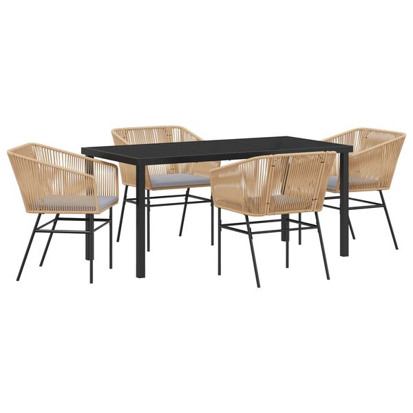 vidaXL Conjunto de Comedor de Jard&iacute;n con coj&iacute;n 5 pcs Marr&oacute;n