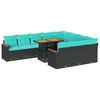 vidaXL Set de sof&aacute;s de jard&iacute;n 11 pzas y cojines rat&aacute;n sint&eacute;tico negro