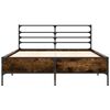 vidaXL Estructura cama madera ingenier&iacute;a metal roble ahumado 135x190cm