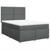 vidaXL Cama box spring con colch&oacute;n tela gris oscuro 160x200 cm