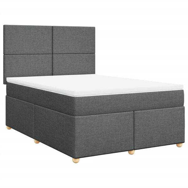 vidaXL Cama box spring con colch&oacute;n tela gris oscuro 160x200 cm