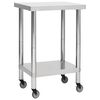 vidaXL Mesa de trabajo para cocina con ruedas acero inox 60x60x85 cm