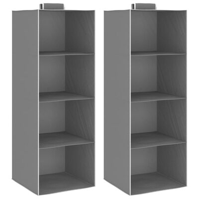 vidaXL Organizadores de armario colgantes 2 uds con 4 estantes tela