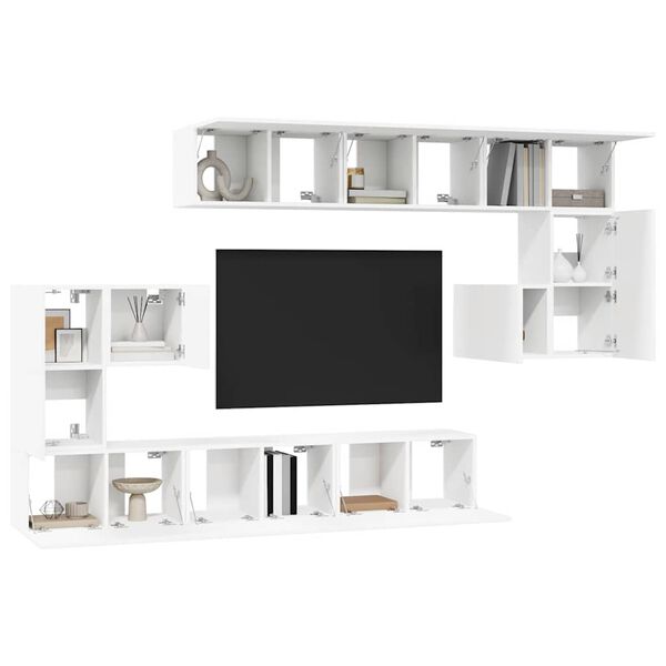 vidaXL Set de mueble para TV 10 piezas madera de ingenier&iacute;a blanco