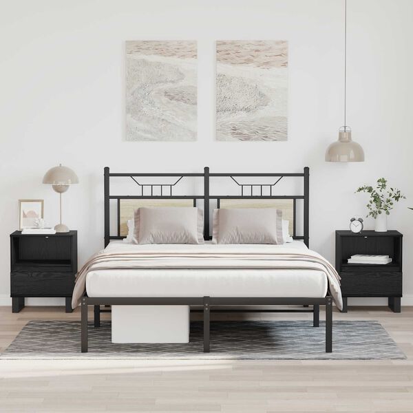vidaXL Mueble cama Roble Negro 40 x 35 x 50 cm Madera de ingenier&iacute;a