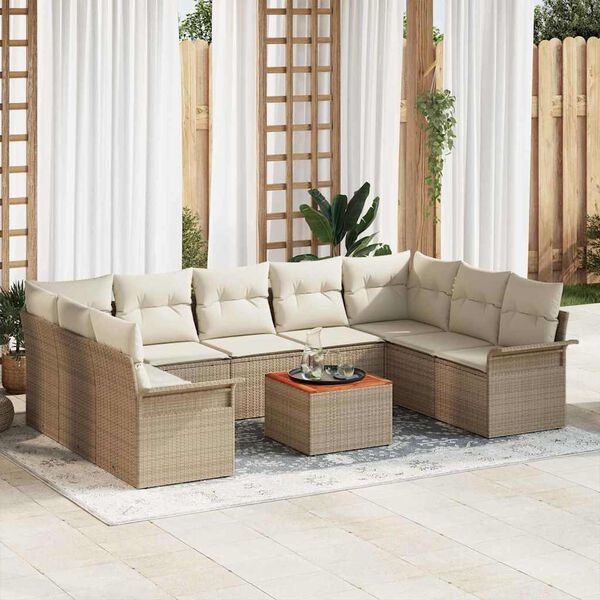 vidaXL Conjunto de sof&aacute;s de jard&iacute;n 10 pcs Beige y Crema