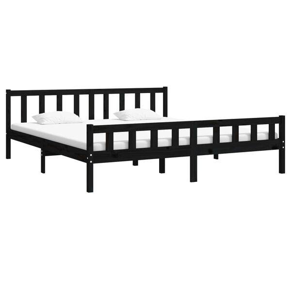 vidaXL Estructura de cama sin colchón madera maciza negro 160x200 cm