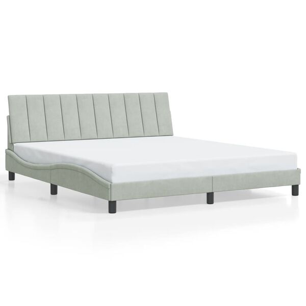 vidaXL Estructura de cama sin colch&oacute;n Hanko terciopelo gris claro 180x200 cm