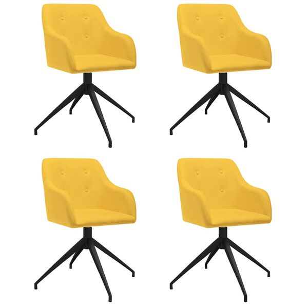 vidaXL Sillas de comedor giratorias 4 unidades tela amarillo