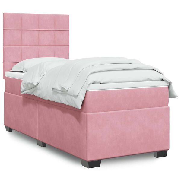 vidaXL Cama box spring con colch&oacute;n terciopelo rosa 80x200 cm