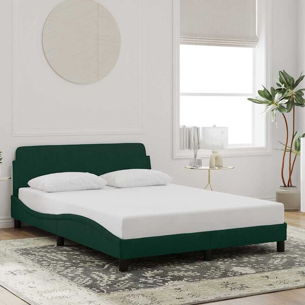 vidaXL Estructura de cama Dover terciopelo verde oscuro 120x200 cm