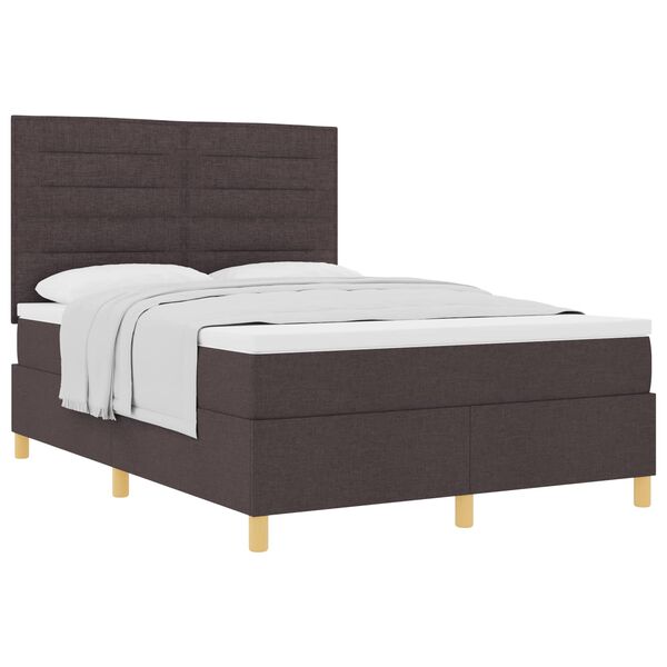 vidaXL Cama tipo Box Spring Marr&oacute;n Oscuro 140 x 200 cm tela