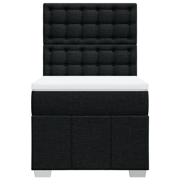 vidaXL Cama box spring con colch&oacute;n tela negro 100x200 cm