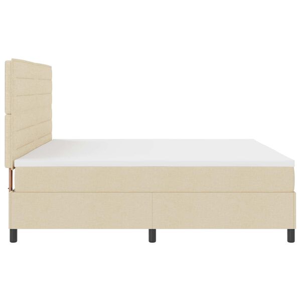 vidaXL Cama tipo Box Spring con colch&oacute;n Crema 200 x 200 cm tela