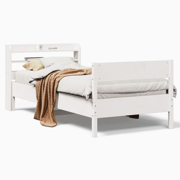 vidaXL Estructura de cama sin colch&oacute;n madera maciza blanca 75x190 cm