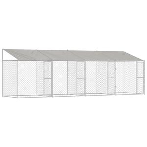 vidaXL Jaula para perro con techo Plateado 800 x 200 x 256 cm