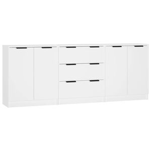 vidaXL Aparador de 3 piezas madera contrachapada blanco