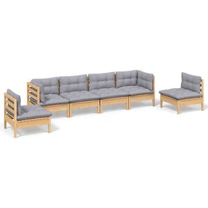 vidaXL Juego de muebles de jard&iacute;n 6 pzas y cojines madera maciza pino