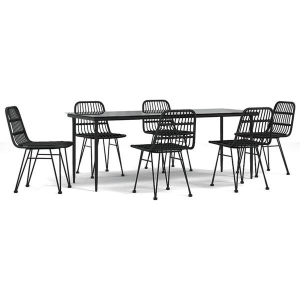 vidaXL Juego de comedor de jardín 7 piezas ratán sintético negro