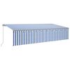 vidaXL Toldo retráctil manual con persiana y LED azul y blanco 6x3 m