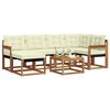 vidaXL Conjunto de sof&aacute;s de exterior con coj&iacute;n 7 pcs Natural y Crema