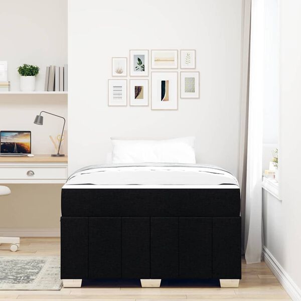 vidaXL Estructura de cama con colch&oacute;n Negro 120 x 200 cm tela