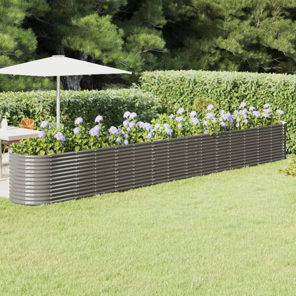 vidaXL Jardinera arriate acero recubrimiento polvo gris 620x80x68 cm