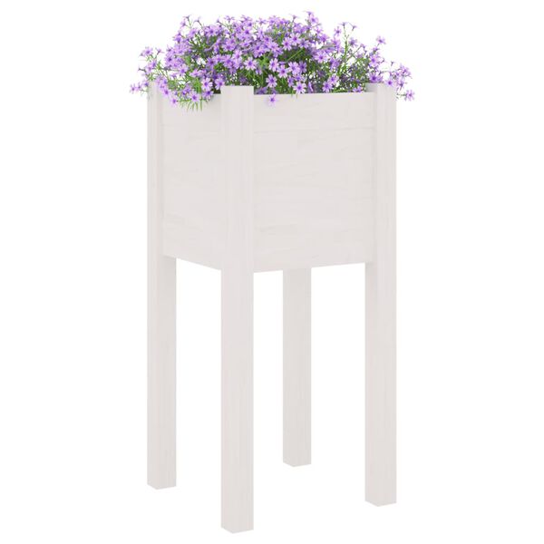 vidaXL Jardineras 2 uds madera maciza de pino blanco 31x31x70 cm