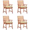 vidaXL Sillas comedor de jard&iacute;n y cojines 4 uds madera maciza acacia