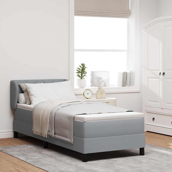 vidaXL Cama tipo Box Spring con colch&oacute;n Gris claro 80 x 200 cm tela